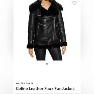 Celine leather faux fur jacket XL women’s
